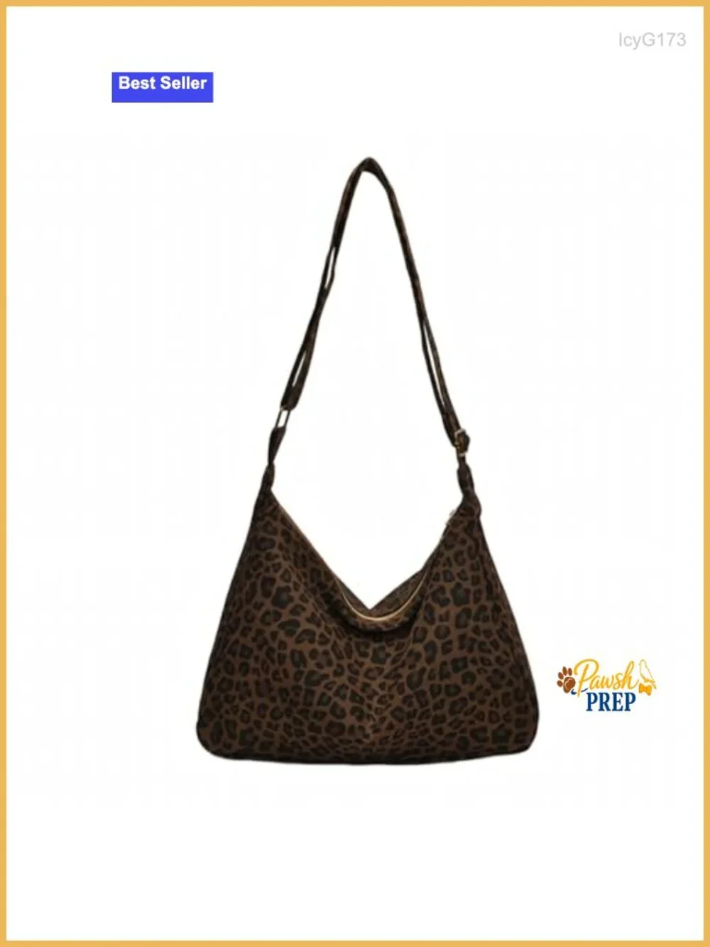 Leopard Print Canvas Hobo Bag with Zipper - Trendy Animal Print Shoulder Bag